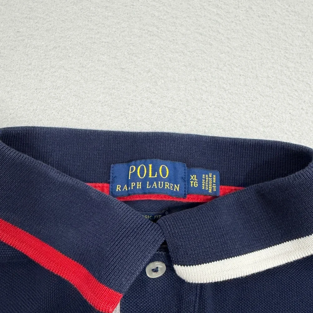 Polo Ralph Lauren Polo Shirt XL Navy USA Classic Fit Short Sleeve Shield Logo